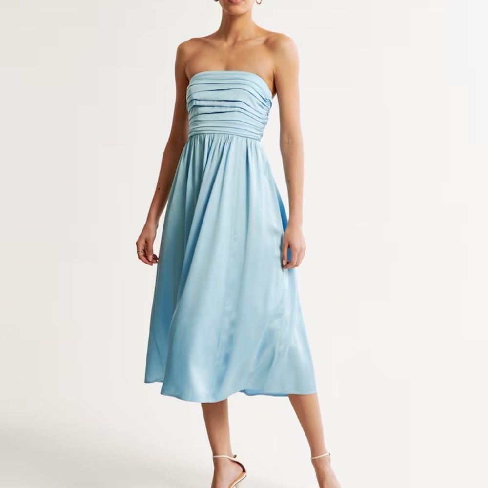 Satin Emerson ruched strapless dress